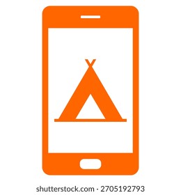 Tent and smartphone on white