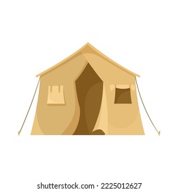 Tent for soldiers at military camp cartoon illustration. Equipment or supplies for campsite or journey isolated on white background. Army, protection, camping concept