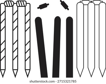 Conjunto de iconos de estaca de tienda de campaña Vector: anclajes espirales, sólidos y rectos con Bucles para equipo al aire libre