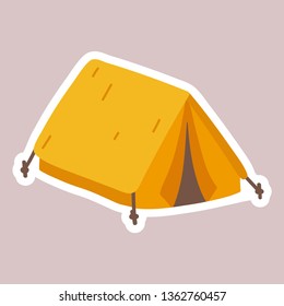 Tent сamping sticker element cute vector illustration outdoor tourism journey travel