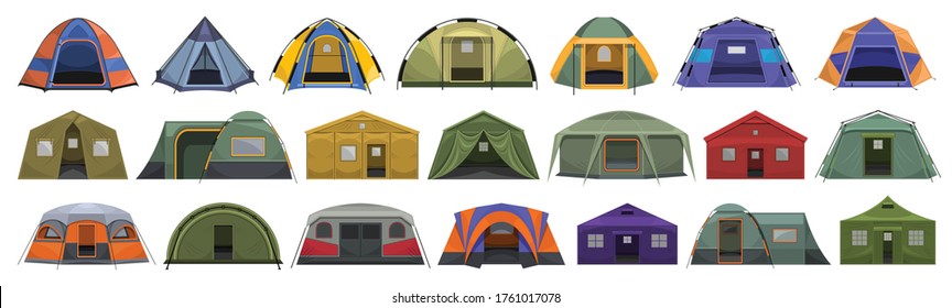 Tent store vector cartoon set icon. Vector illustration canopy on white background. Isolated cartoon set icon tent.