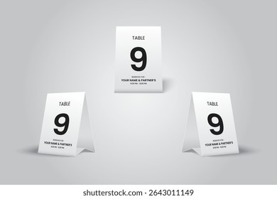tent Table Number 9 Card Mockup – Minimalist Folded Card for Elegant Event Decoration