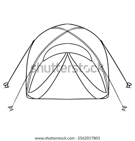 tent top-down view illustration hand drawn outline vector