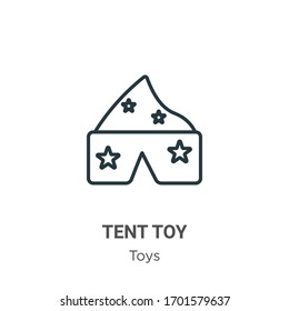Tent toy outline vector icon. Thin line black tent toy icon, flat vector simple element illustration from editable toys concept isolated stroke on white background