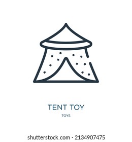 icono de la línea delgada del juguete de tienda. tienda, iconos lineales de juguete del concepto de juguetes de signo de contorno aislado. Elemento de símbolo de ilustración vectorial para diseño web y aplicaciones.