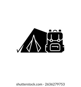 Tent with travel backpack representing camping and outdoor adventure