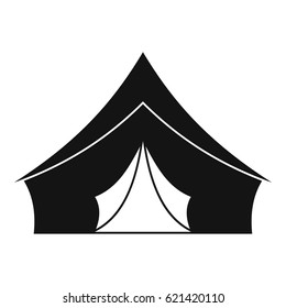 Tent with a triangular roof icon. Simple illustration of tent with a triangular roof vector icon for web