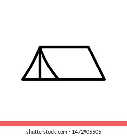 Tent vector icon, camp symbol. Simple, flat design for web or mobile app