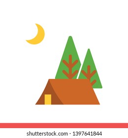Tent vector icon, camping symbol. Simple, flat design for web or mobile app