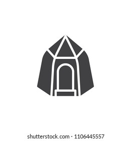 Tent vector icon. filled flat sign for mobile concept and web design. Tourist tent simple solid icon. Shelter symbol, logo illustration. Pixel perfect vector graphics