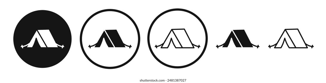 Tent vector icon set in black and white color.