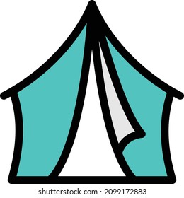 Zelt-Vektorgrafik einzeln auf transparentem Hintergrund . Farbvektorsymbole für Konzepte oder Web-Grafiken.