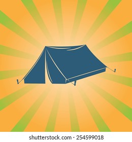 tent vector illustration on striped background