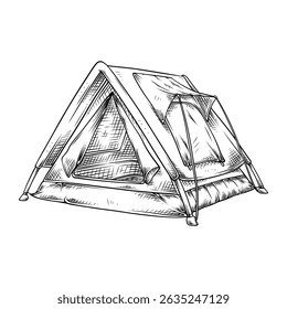 tent vector line art handdraw illustration