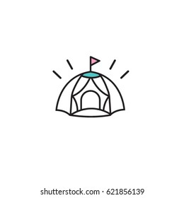 Tent vector linear icon. Tourist tent vector