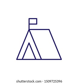 Tent vector outline icon. Camping thin line sign