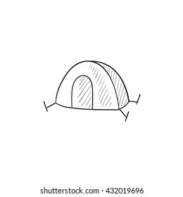 Tent vector sketch icon isolated on background. Hand drawn Tent icon. Tent sketch icon for infographic, website or app.