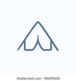 Tent vector sketch icon isolated on background. Hand drawn Tent icon. Tent sketch icon for infographic, website or app.