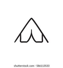 Zehnte Vektorgrafik-Symbol einzeln auf Hintergrund. Handgezeichnete Zelt-Ikone. Zehnte Skizze Symbol für Infografik, Website oder App.