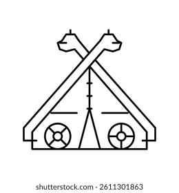 tent viking line icon vector. tent viking sign. isolated contour symbol black illustration