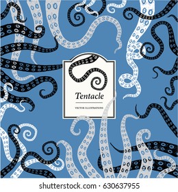 Tentacle Illustrations in a rough lino/woodcut style