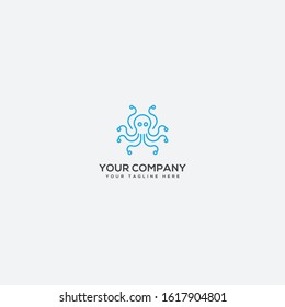 tentacle logo, squid character logo, octopus mascot line art logo