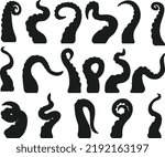 Tentacle octopus isolated Vector Silhouettes