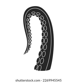 Tentacle of octopus vector black icon. Vector illustration octopus on white background. Isolated black illustration icon of tentacle .