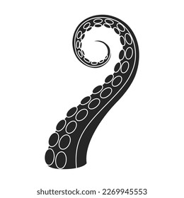 Tentacle of octopus vector black icon. Vector illustration octopus on white background. Isolated black illustration icon of tentacle .