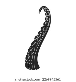 Tentacle of octopus vector black icon. Vector illustration octopus on white background. Isolated black illustration icon of tentacle .