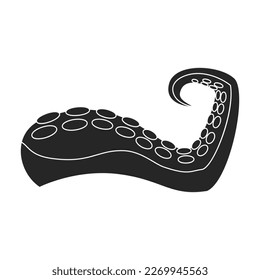 Tentacle of octopus vector black icon. Vector illustration octopus on white background. Isolated black illustration icon of tentacle .