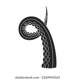 Tentacle of octopus vector black icon. Vector illustration octopus on white background. Isolated black illustration icon of tentacle .