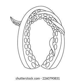 Tentacle of octopus vector outline icon. Vector illustration octopus on white background. Isolated outline illustration icon of tentacle .