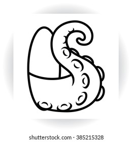 Tentacle protrudes from black hole  - vector sign template