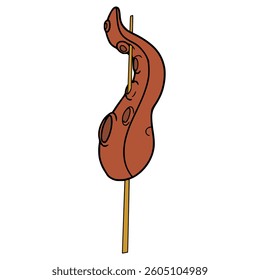 tentacle skewer illustration hand drawn isolated vector