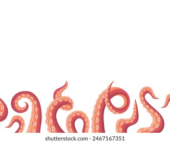 Tentacles background with scary tentacles of kraken octopus hands