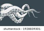 tentacles drawing on deep blue background