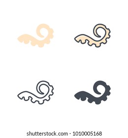 Tentacles flat line silhouette icon