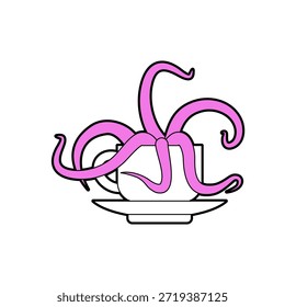Tentáculos de la taza. Pulpo en taza.