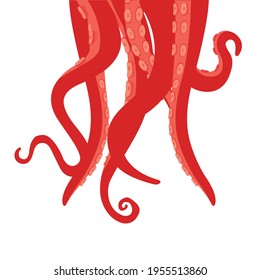 Tentacles of octopus isolated on white background. Vector