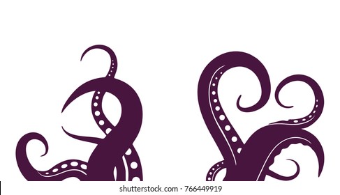 Tentacles octopus silhouette for decoration