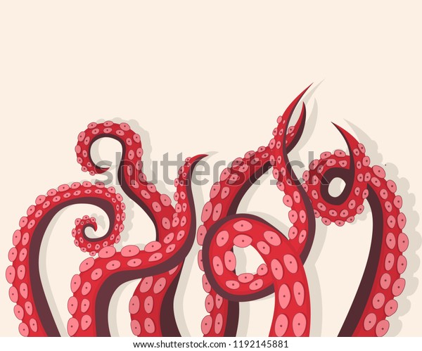 Tentacles Octopus Underwater Marine Animal\
Background Card for Presentation, Marketing or Promotion. Vector\
illustration of Kraken or\
Squid