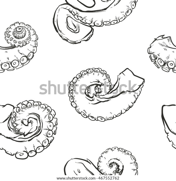 Tentacles Pattern Including Seamless On White Stock Vector (Royalty ...