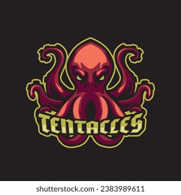 Tentacles squid mascot logo for sports or emblem