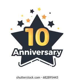 Tenth anniversary badge. 10th anniversary vector design