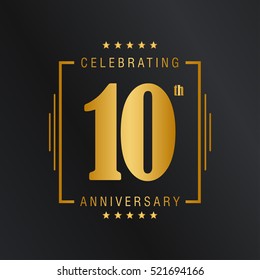 Tenth anniversary celebration logotype. 10th anniversary logo collection. Anniversary label. Anniversary logo template. Anniversary sign. Vector Illustration