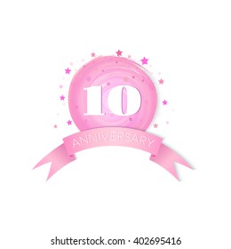 Tenth Anniversary Celebration Vector isolated.