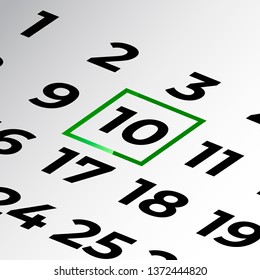 tenth day of the calendar vector, isometric calendar