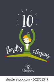 tenth day of christmas of the twelve days of christmas template vector/illustration