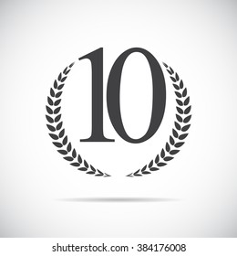 Tenth Place Laurel Design Label Vector Illustration EPS10